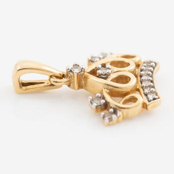 Pendant, in the form of a crown, 18K gold with eight-cut diamonds.