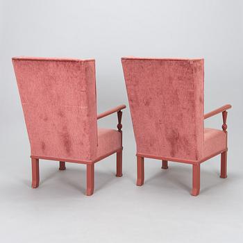 Evert Toivonen, fåtöljer, ett par, tillverkare Möbelfabrik T. Karvanen, Kuopio Finland 1930-tal.