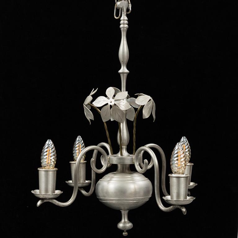 ESTRID ERICSON, a model 104 pewter chandelier, Svenskt Tenn, 1920's.