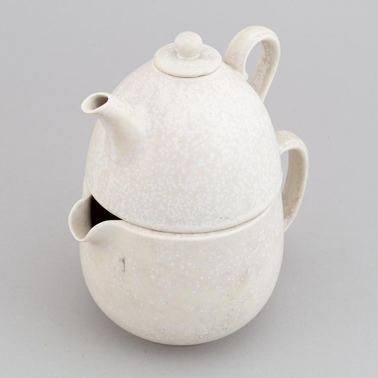 Gunnar Nylund, a set of 2 double" stoneware pots, model UB and a bowl, Rörstrand, Sweden 1940's.