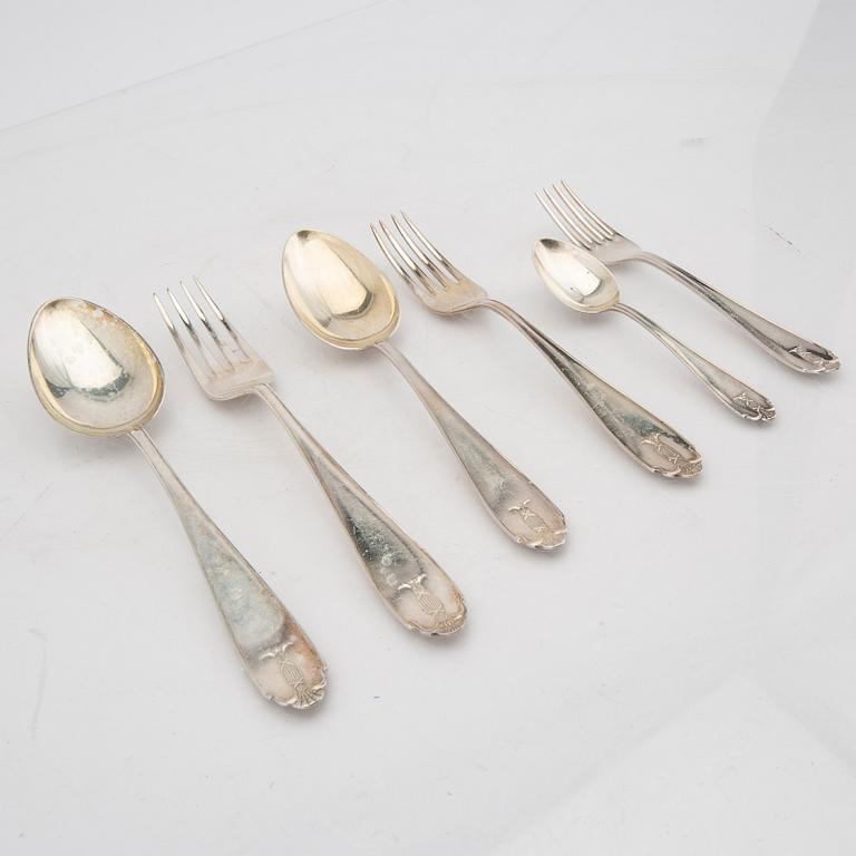 A Swedish 20th century 80 pcs of silver cutlery mark of GAB Stockholm 1020/30s total weight 3220 gram.
