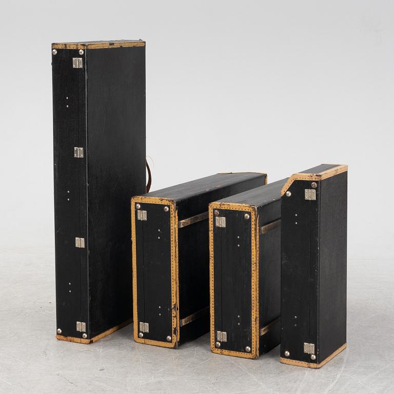 A set of four suitcases, Karl Baisch Autokofferfabrik Stuttgart, Germany, 1930's/1940's.