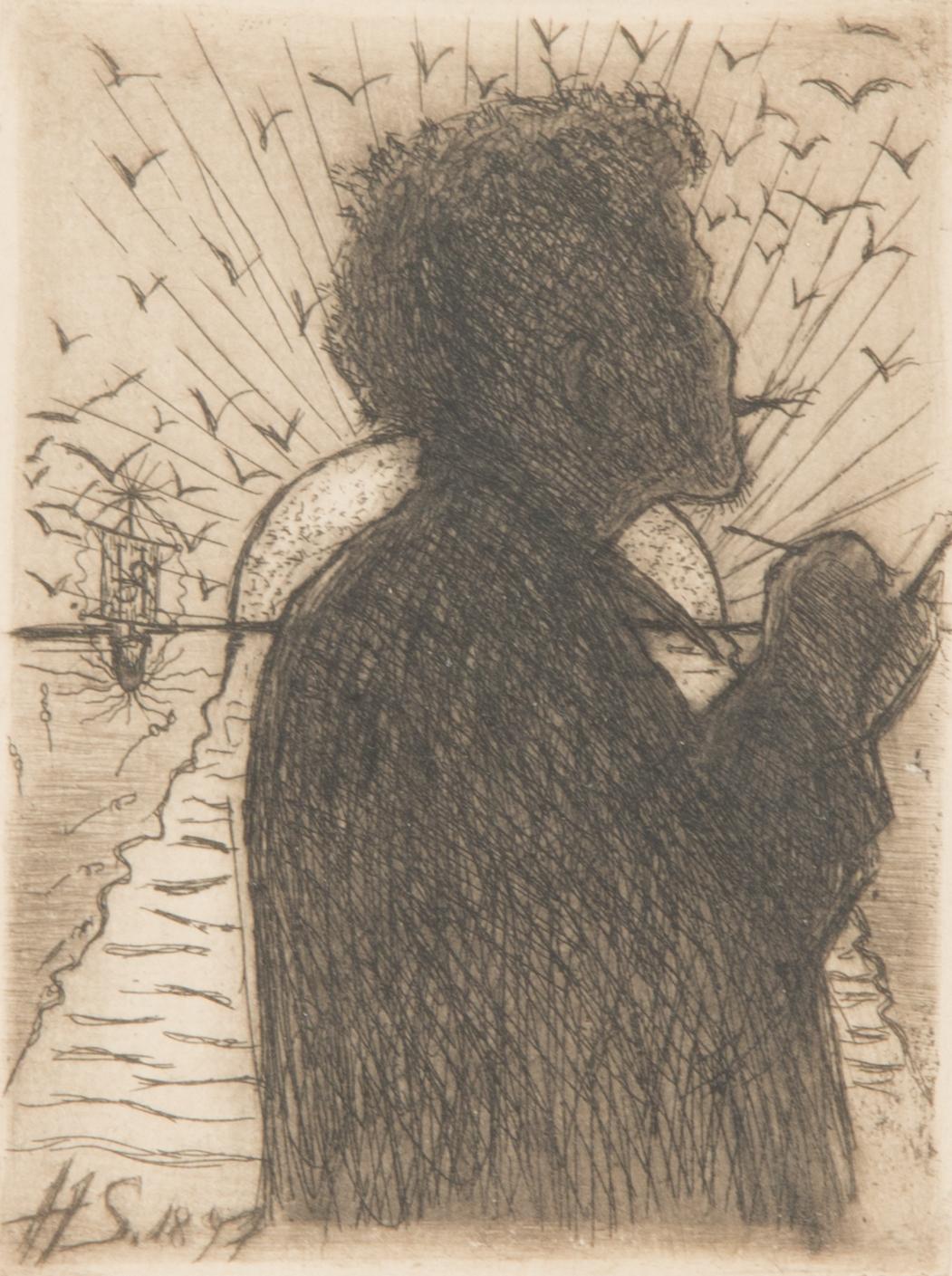 Hugo Simberg, etching, plate signed and signed in pencil.