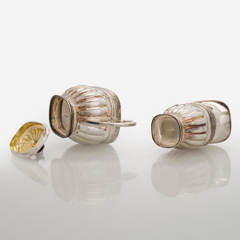 Coffee service, three parts, silver, Kultakeskus Oy, Hämeenlinna 1968-1980.