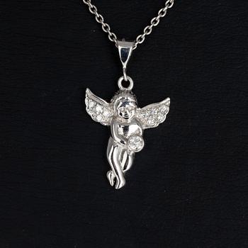 HÄNGE, 14K vitguld, skyddande ängel. Vikt 5,6 g.