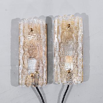CARL FAGERLUND, a pair of Orrefors wall scones.