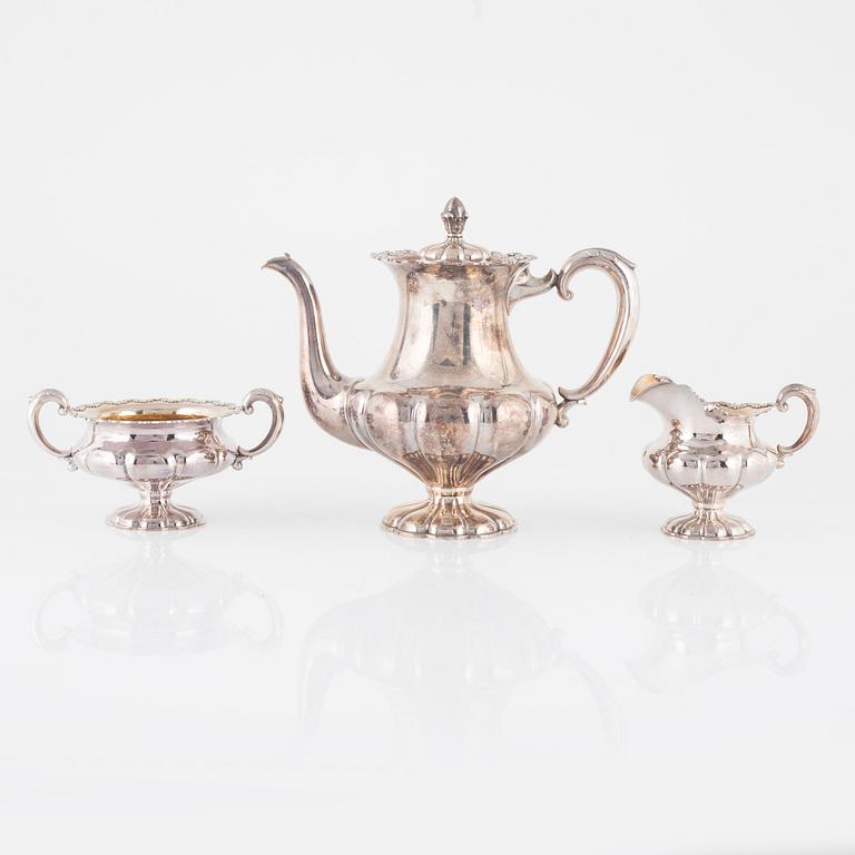 Kaffeservis, silver, 3 delar, Auran Kultaseppä, Åbo, Finland, 1946-65.