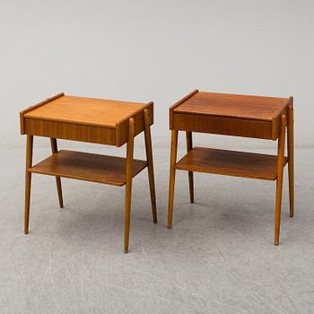 SÄNGBORD, ett par, AB Carlström & Co, Bjärnum, 1950/60-tal.