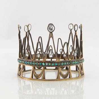 Bride's crown of gilded silver with turquoises and colourless stones, Stockholm 1936.