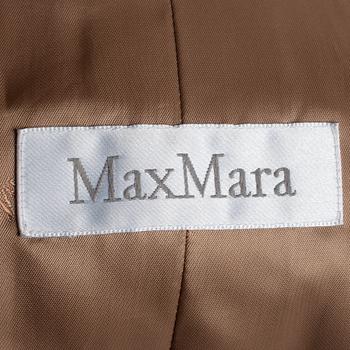 MAX MARA, a beige wool and cashmere coat with removable fur collar.