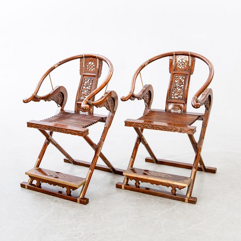 Armchairs, a pair, China, late 20th century/early 21st century.