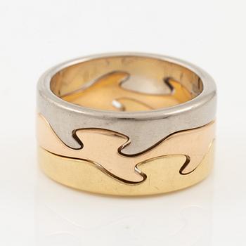 Georg Jensen "Fusion" three rings 18K gold in three colours.