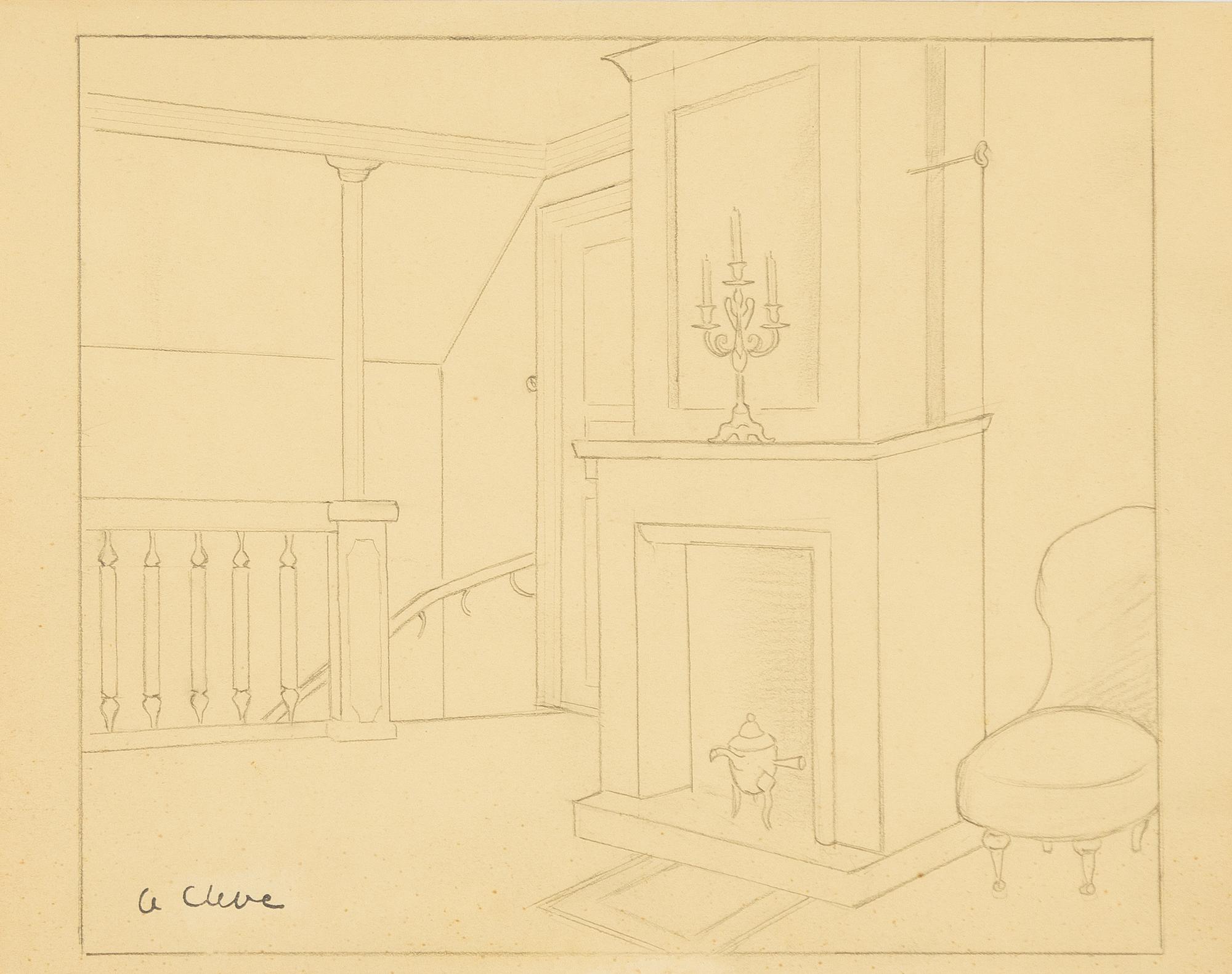 Agnes Cleve, Interiör med öppen spis.