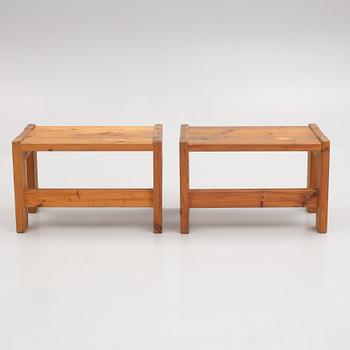 A pair of solid pine benches, second half of the 20th century.