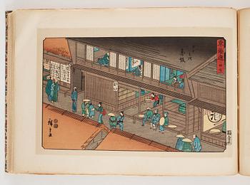 Ando Utagawa Hiroshige (1797-1858) efter, färgträsnitt. Japan, 1900-talets mitt. Album med 37 blad.