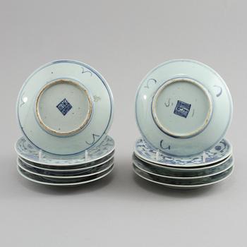BÄRTALLRIKAR, 10 st, porslin, Kina, 1900-tal.