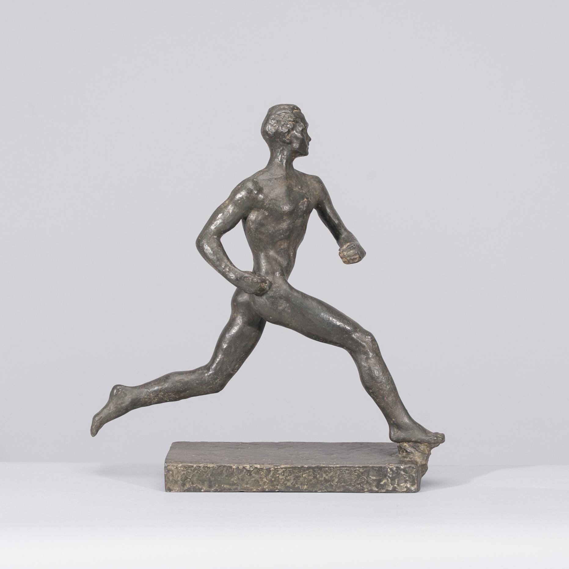 WÄINÖ AALTONEN, skulptur, "Paavo Nurmi", metallegering, 1950-tal.