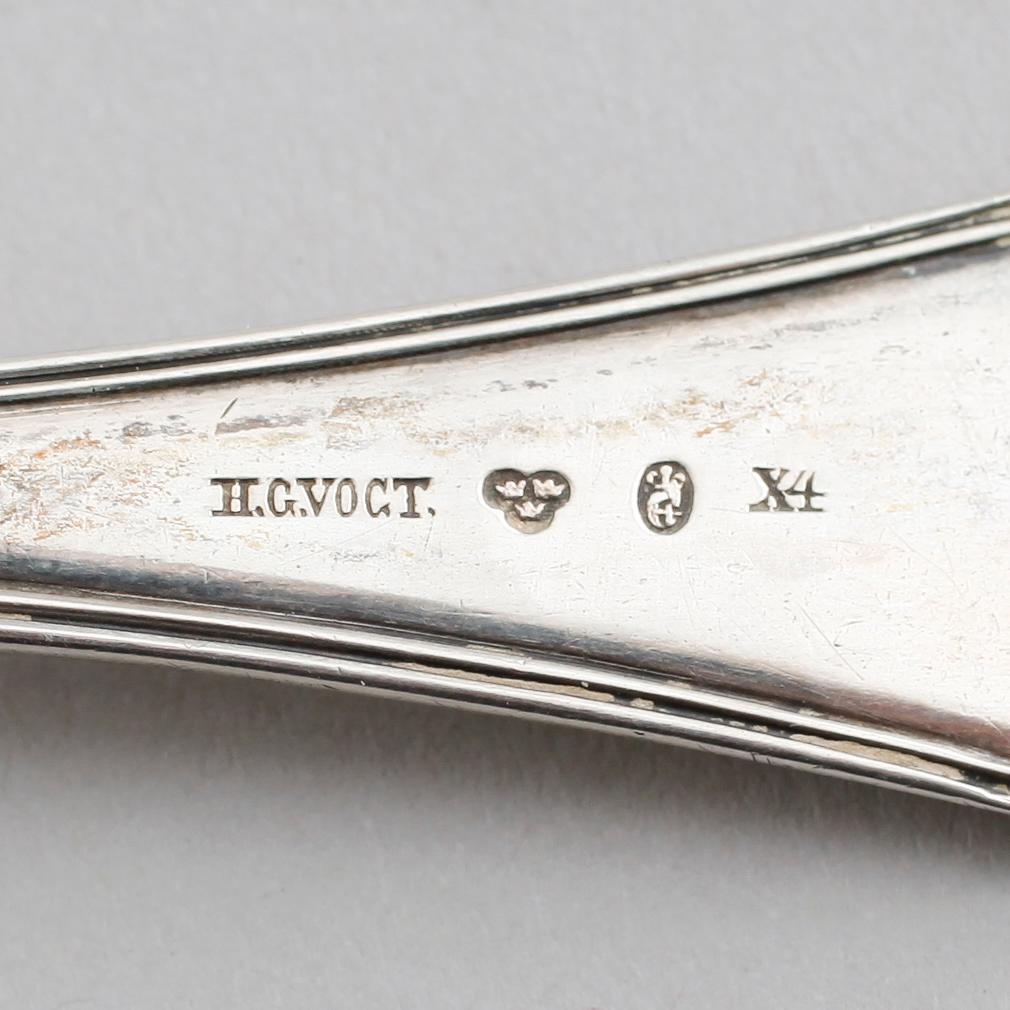 MATSKEDAR, 4 st snarlika, silver, svenska stämplar, 1800-tal. Vikt ca 177 gram.