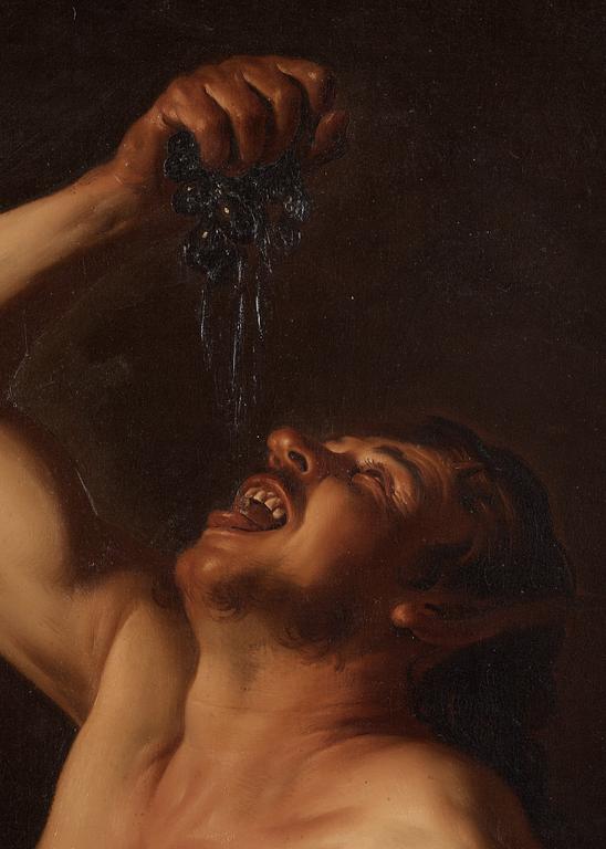 David de Haen Follower of, Satyre with grapes.