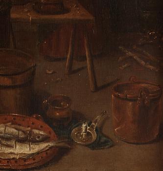 Quiringh Gerritsz. van Brekelenkam Attributed to, Kitchen interior.