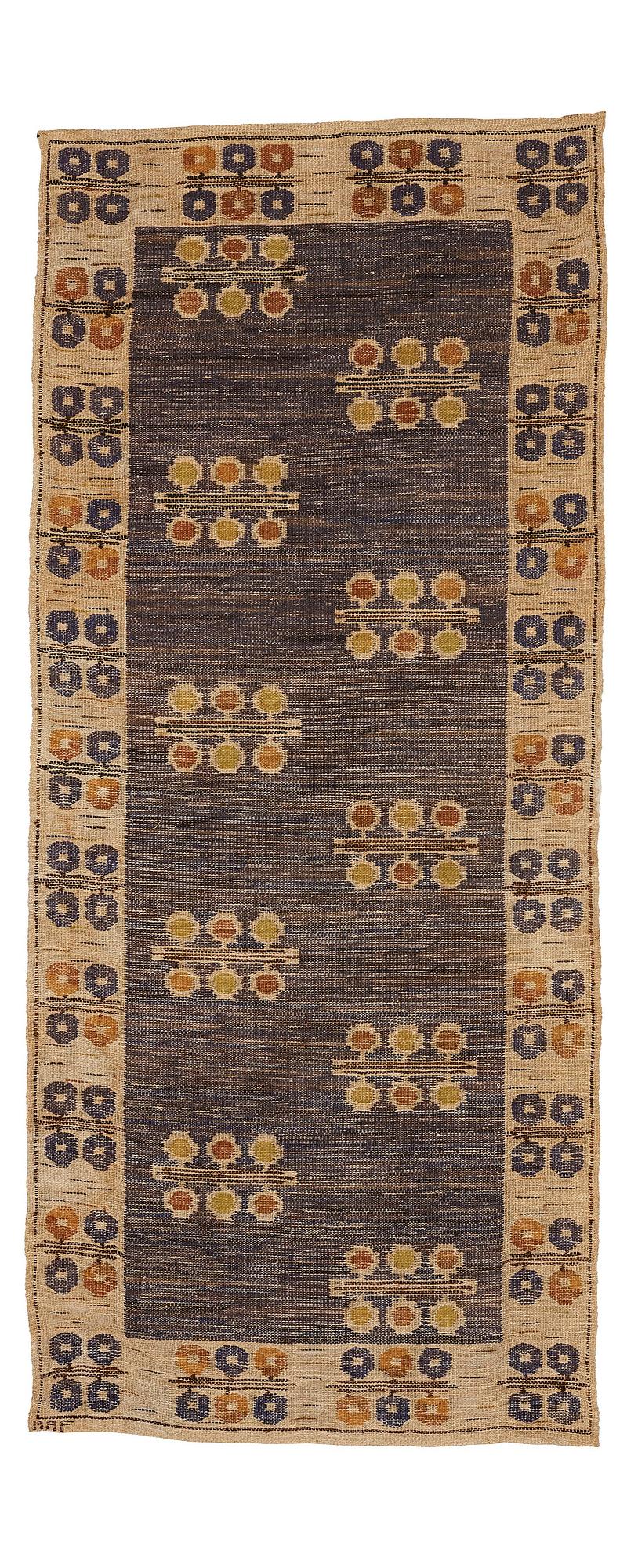 Märta Måås-Fjetterström, A TEXTILE, "Blåklockan", flat weave, ca 185-189 x 80-81 cm, signed MMF.