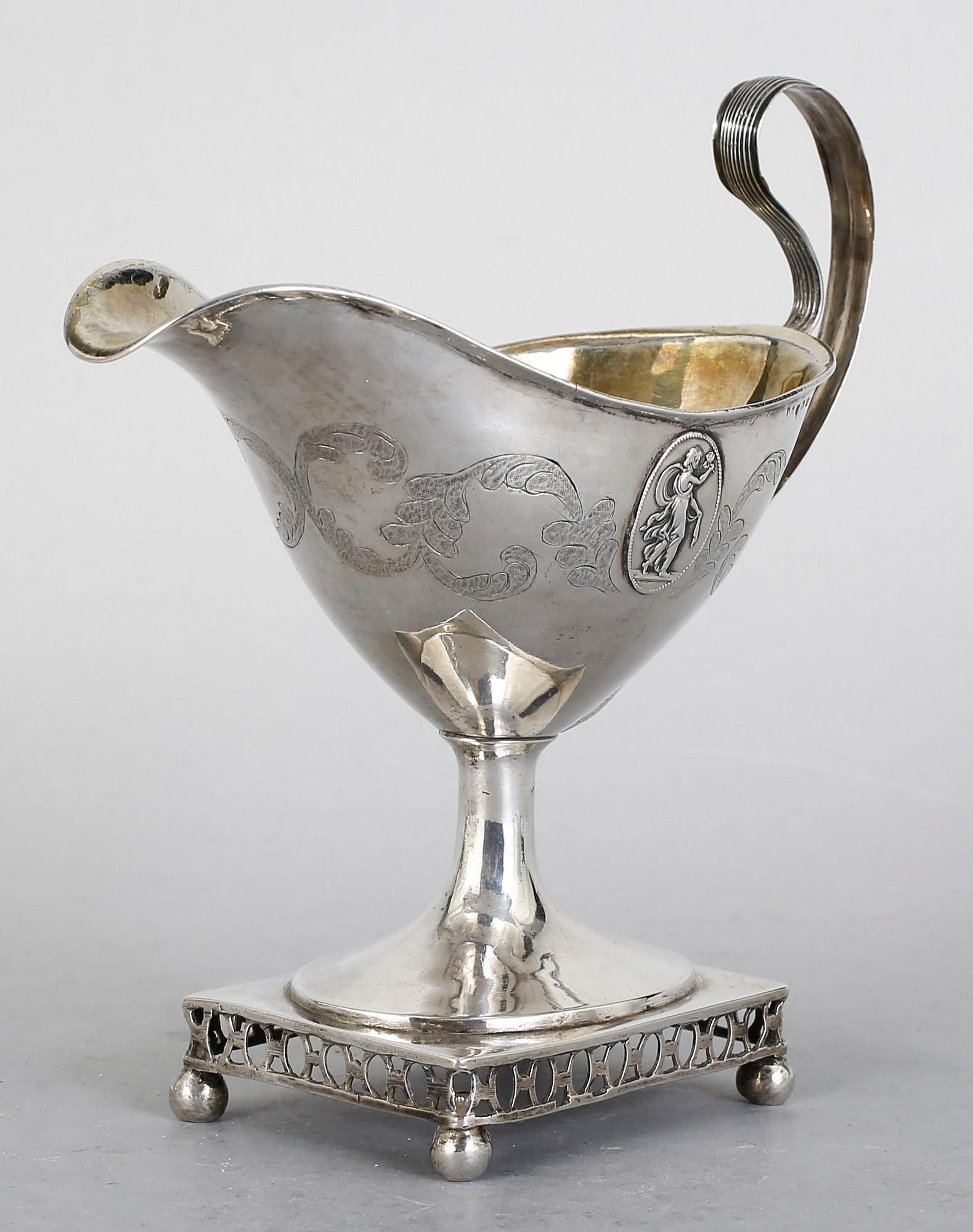 GRÄDDKANNA, silver, Lars Borin, Stockholm, otydligt stämplad 1797? Vikt 245 gram.