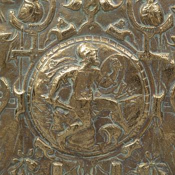 A 19th century brass fire guard.