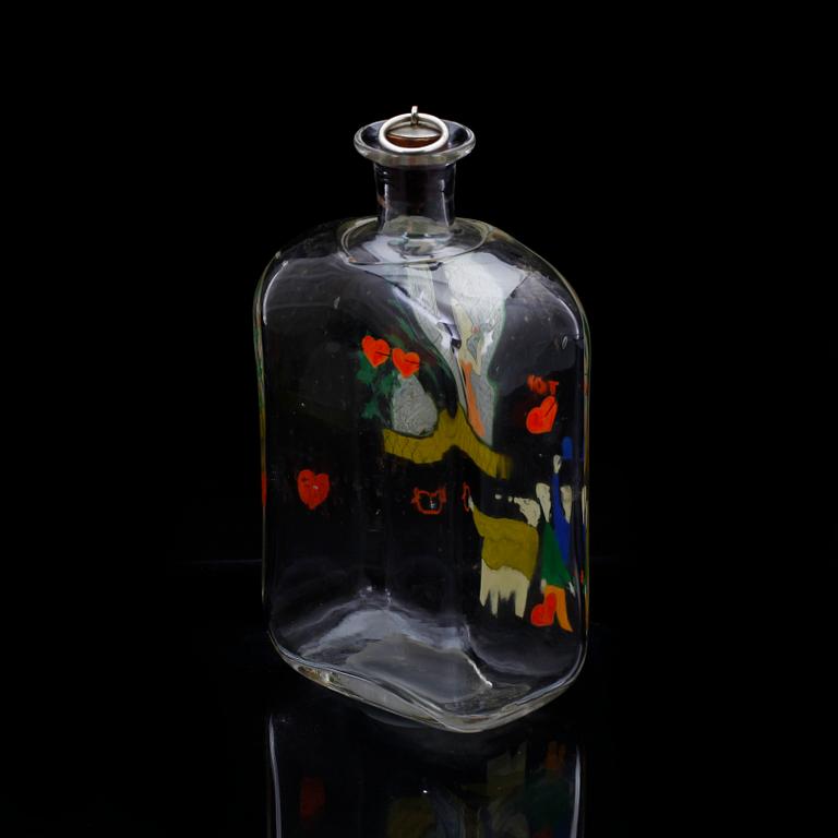 BRÄNNVINSFLASKA, glas Tapio Wirkkala, Iittala 1948.