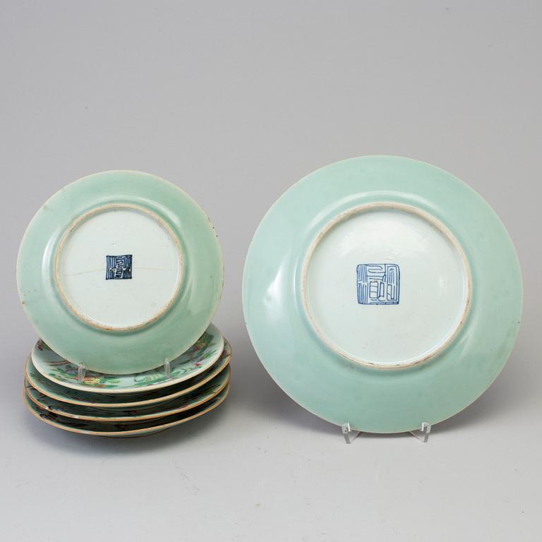 Six Canton porcelain dishes, Qing dynasty, second half of the 19th century,