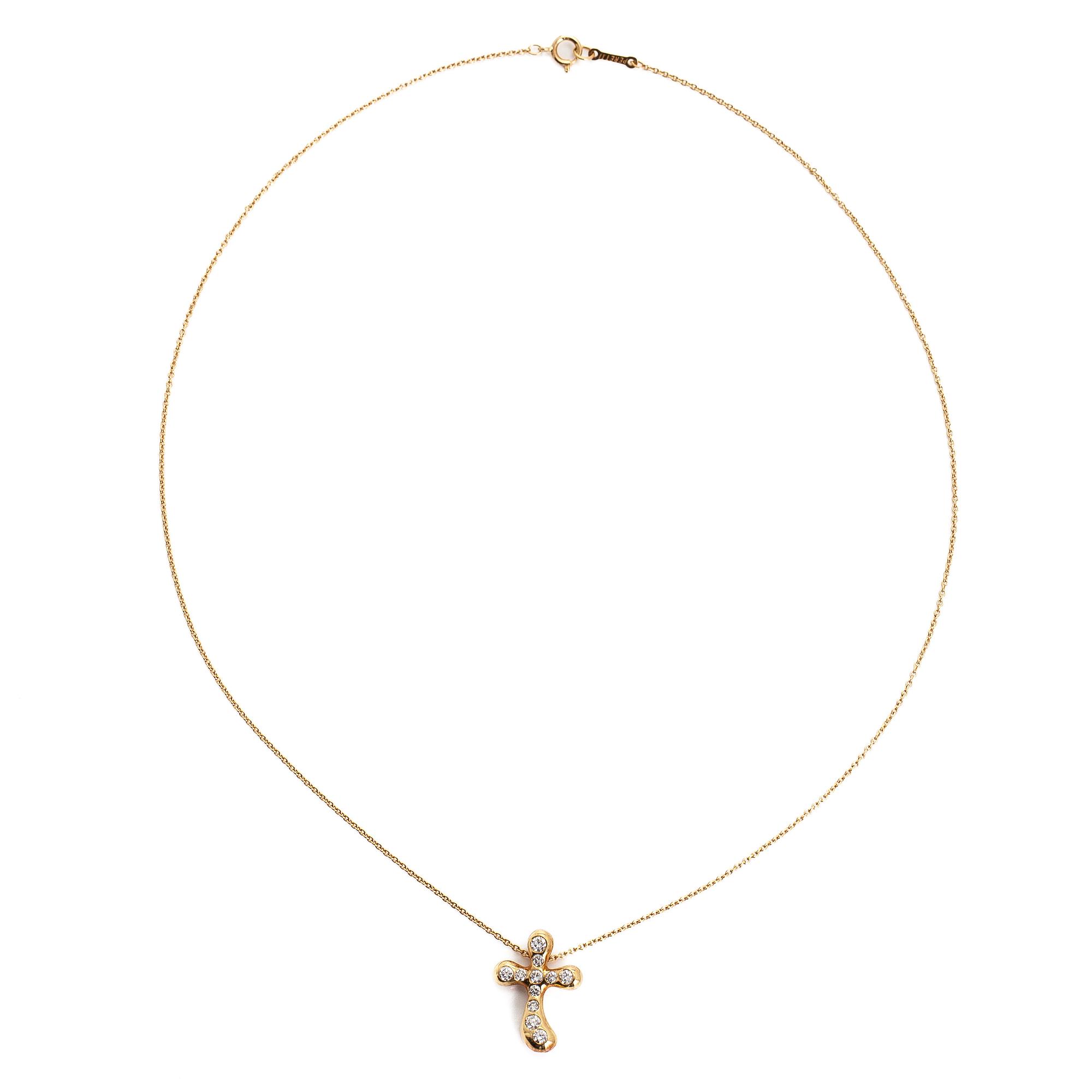 Tiffany & Co, Elsa Peretti, halsband, hänge "Etoile", 18K guld och diamanter.