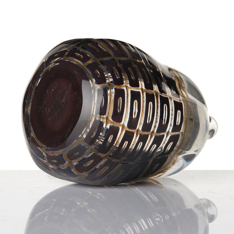 Edward Hald, an aqua-graal glass vase, Orrefors 1958.