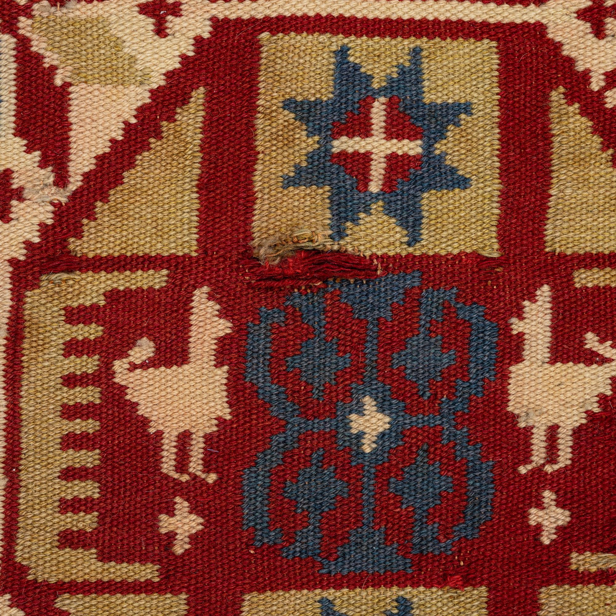 Cover, rya rug, southwestern Skåne, around the year 1900, Approx. 210 x 120 cm.