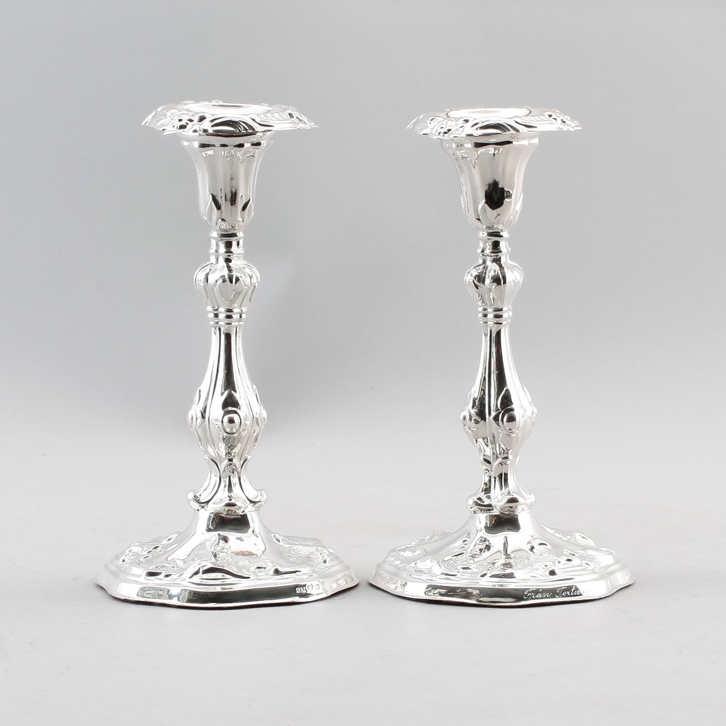 LJUSSTAKAR, 1 par, silver, Gävle 1885.