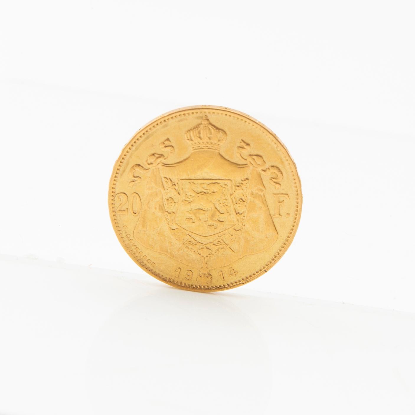 Guldmynt 20 franc 1914 Belgien Albert I.