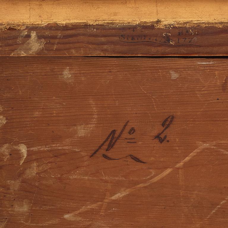 Spegellampetter, för två ljus, ett par, av Nils Sundström (spegelmakare i Stockholm 1754-1781), Rokoko.