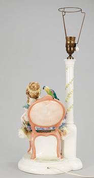 A Josef Lorenzl creamware table lamp, model 5501, Goldscheider, Vienna, Austria 1920´s.