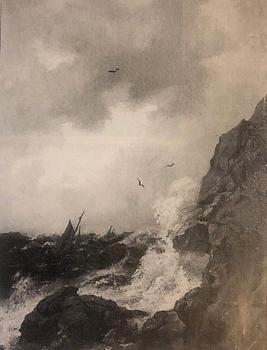 Ehrnfried Wahlqvist, Coastal landscape with nesting eagles.