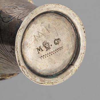 Bägare, 3 st, silver, bl a Sven Nyberg, Varberg 1769.