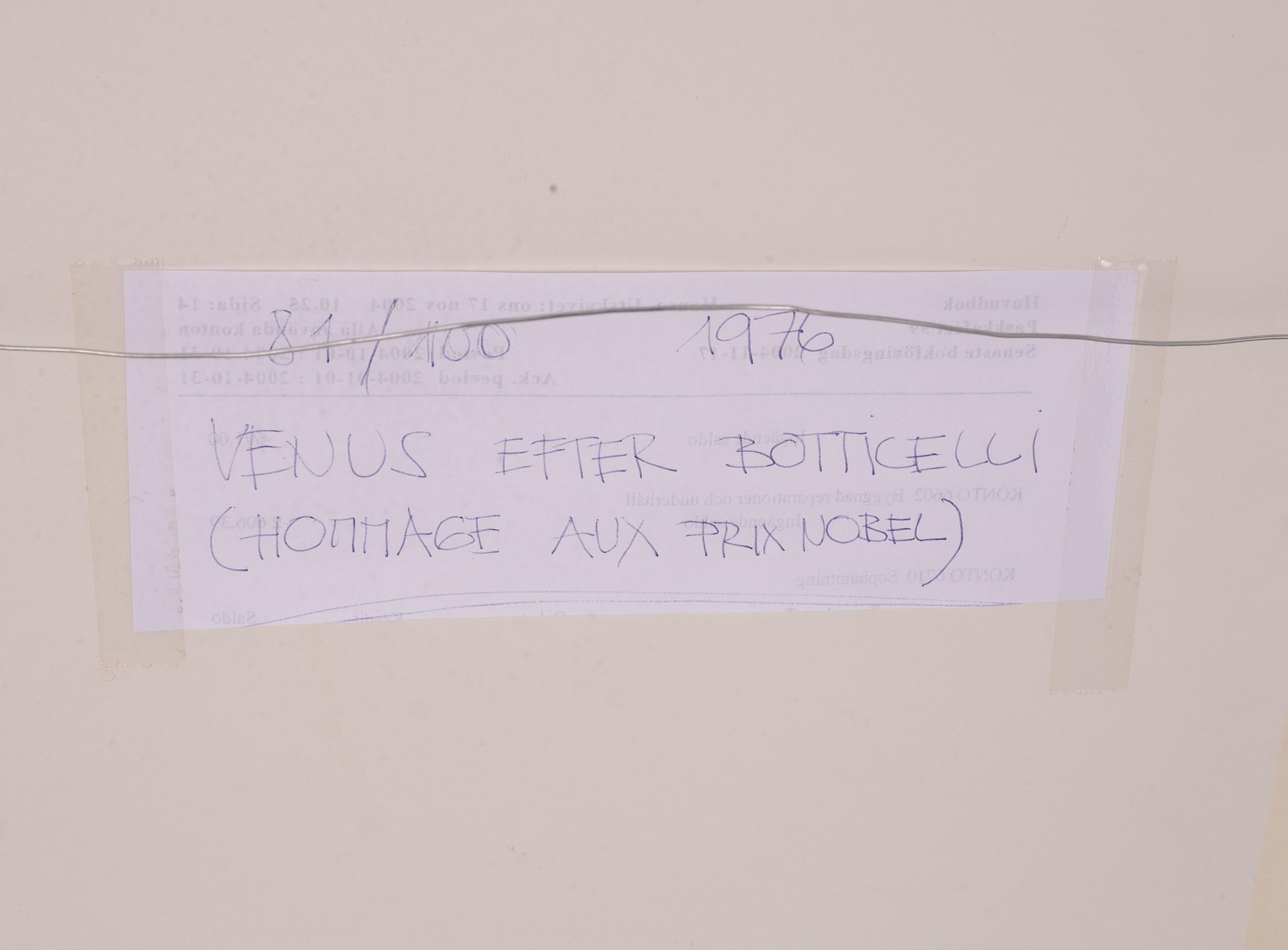 Jiri Kolár, Venus after Botticelli from: "Hommage aux Prix Nobel" (The Nobel Prize Portfolio).