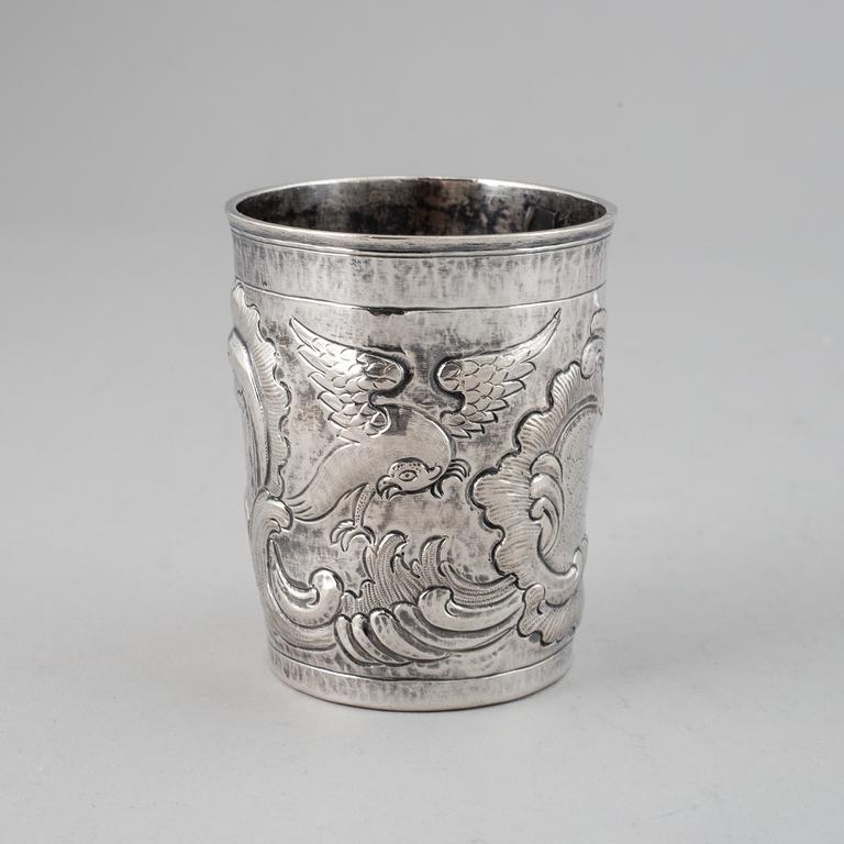 Bägare, silver, icke identifierad mästare, Moskva 1777.