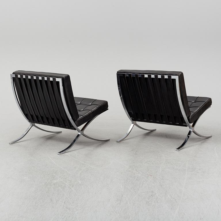 LUDWIG MIES VAN DER ROHE, fåtöljer, ett par, "Barcelona". Knoll International, 1960-tal.