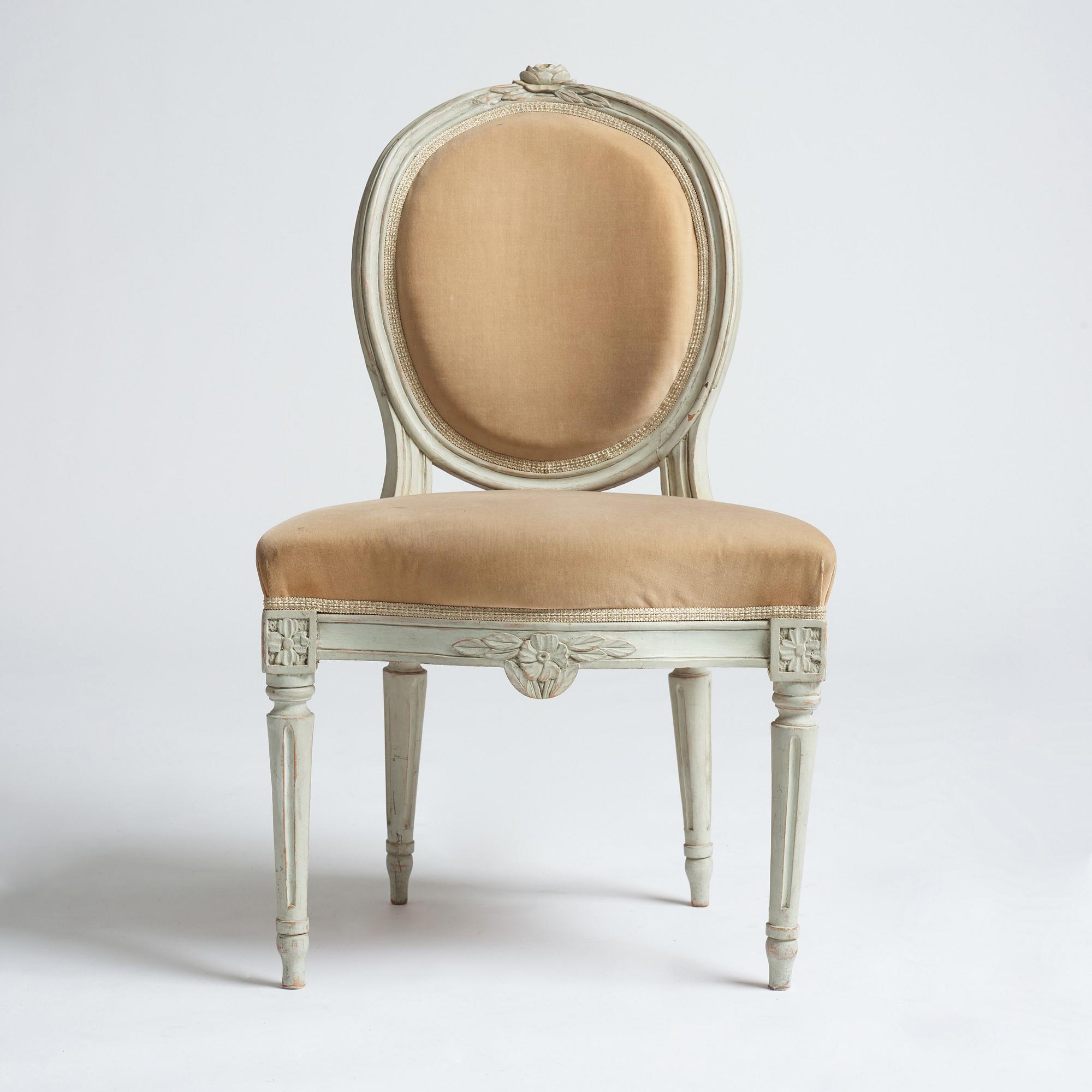 A set of four Gustavian chairs by Erik Holm (master 1779-1814).
