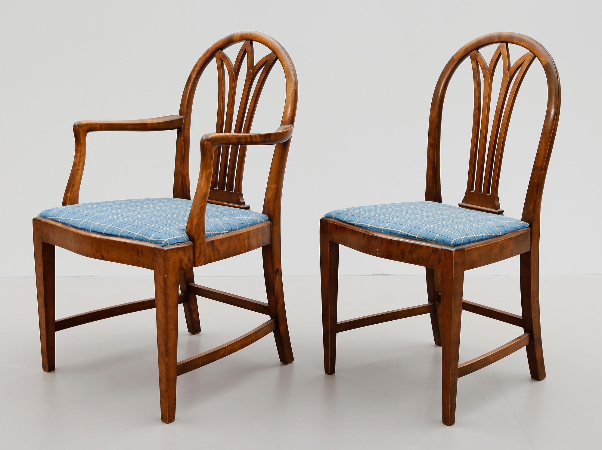 MATSALSMÖBEL, 12 delar, gustaviansk stil, 1900-talets första hälft.
