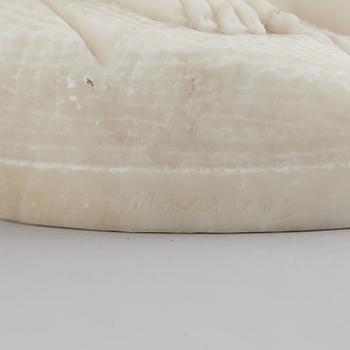 ÉTIENNE MAURICE FALCONET, after. An Italian alabaster sculpture, unclear signature.