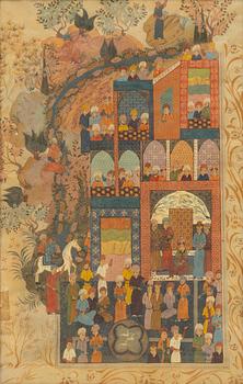 Manuscript pages/paintings, three pieces, Persia/Iran, late Qajar dynasty / early 20th century.