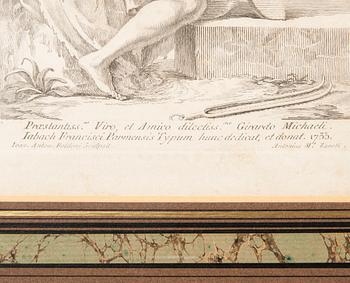 GRAVYRER, 2 st, kopparstick, efter Giovanni Antonio Faldoni, 1800-tal.