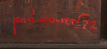 KOSTI AHONEN, wood relief, signed and dated -72.