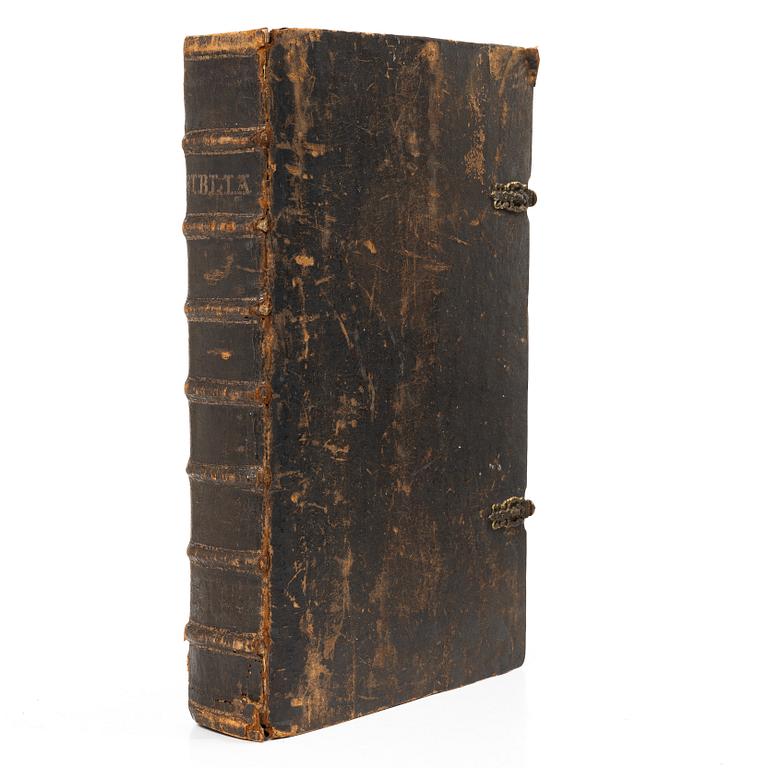 Karl XII:s stora kyrkobibel (bokstavligen i detta fall), 1702-3, Biblia, thet är all then heliga skrift på swensko.