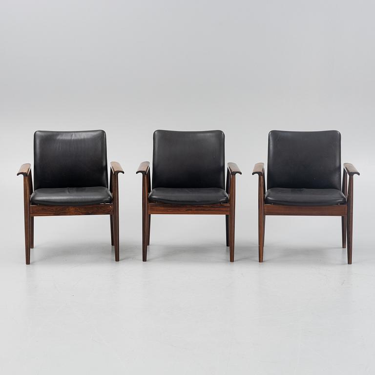 Finn Juhl, three 'Diplomat' armchairs, France & Son, Denmark, 1960's.