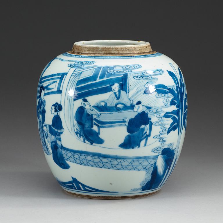 A blue and white jar, Qing dynasty, 18th Century.